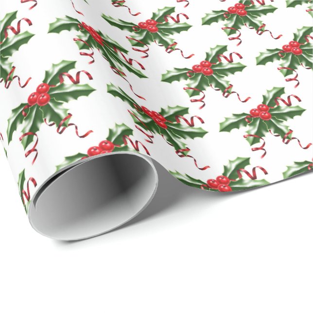Cadeau Papier de toilette de vacances-Holly (Coin rond)
