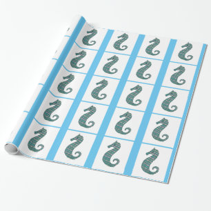 Cadeau Papier d'écouvillonnage turquoise pour hippocampes