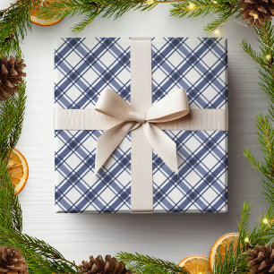 Cadeau Papier d'emballage à carreaux bleu et blanc