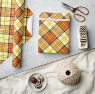 Cadeau Papier d'emballage à carreaux chaud d'automne