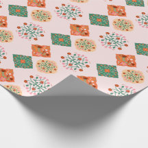 Papier d'emballage à carreaux floraux | Motif de j