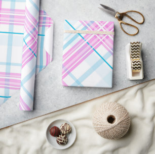 Cadeau Papier d'emballage à carreaux pastel élégant