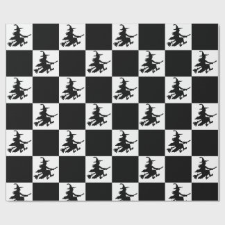 Cadeau Papier d'emballage à carreaux sorcières noires