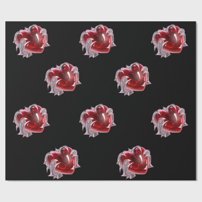 Cadeau Papier d'emballage à fond de cœur rouge pour homme (Plat)