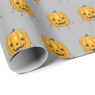Cadeau Papier d'emballage à motif de citrouille drôle