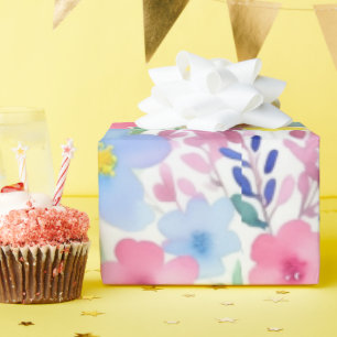 Cadeau Papier d'emballage à motif de fleurs vives et colo