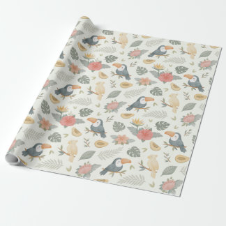 Cadeau Papier d'emballage à motif de Toucan tropical et P