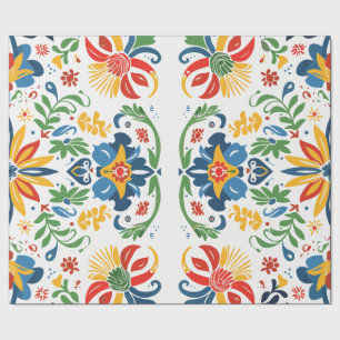 Cadeau Papier d'emballage à motif floral d'art populaire