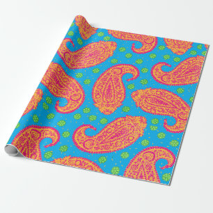 Cadeau Papier d'emballage à motif Paisley coloré