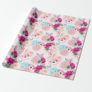Cadeau Papier d'emballage à motifs floraux