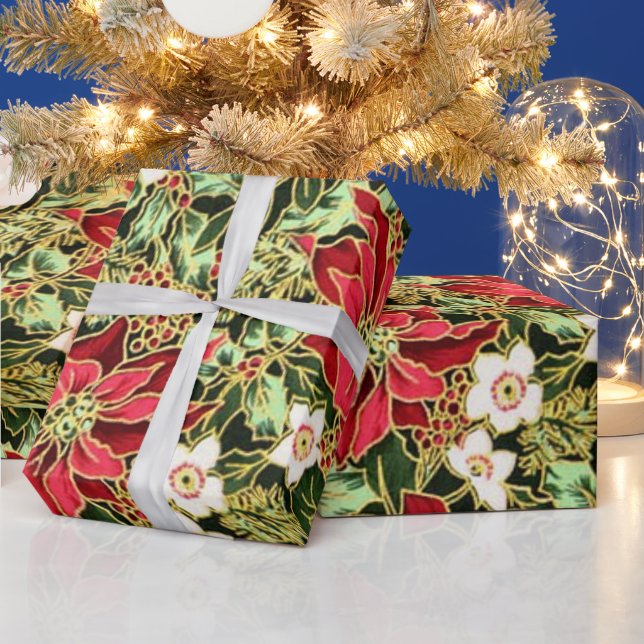 Cadeau Papier d'emballage à motifs floraux de Noël (Vacances)