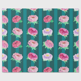 Cadeau Papier d'emballage à motifs floraux de pivoine aqu