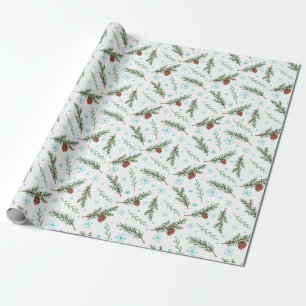 Cadeau papier d'emballage à pinecone d'hiver