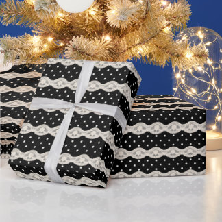 Cadeau Papier d'emballage à pois noirs en dentelle