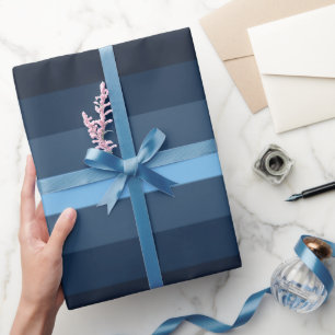Cadeau Papier d'emballage à rayures bleues