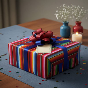 Cadeau Papier d'emballage à rayures serape colorées