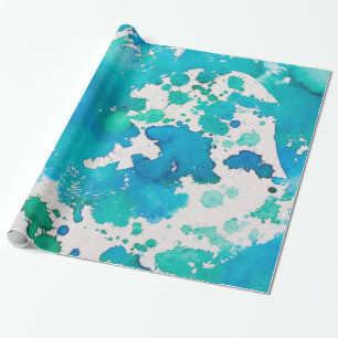 Cadeau papier d'emballage abstrait bleu vert