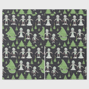 Cadeau papier d'emballage Alien Noël