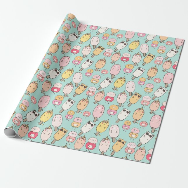 Cadeau Papier d'emballage alimentaire Kawaii (Déroulé)