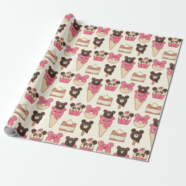 Cadeau Papier d'emballage alimentaire Kawaii (Déroulé)