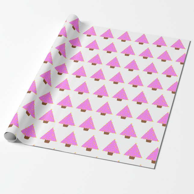 Cadeau papier d'emballage alternatif rose d'arbre de Noël (Déroulé)