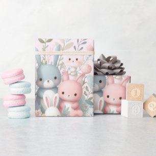 Cadeau Papier d'emballage Animaux de la Forêt Rose Baby S