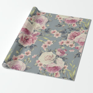 Cadeau papier d'emballage aux roses roses