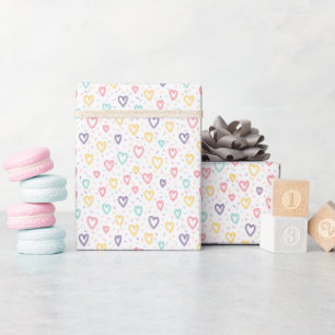 Cadeau Papier d'emballage Baby Shower Bébé Cœurs Colorés