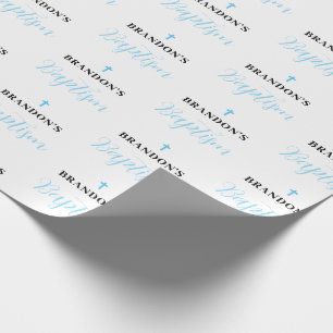 Cadeau Papier d'emballage baptême garçon bleu