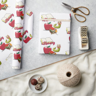 Cadeau Papier D'emballage Bibliothécaire Ver Worm Apple  