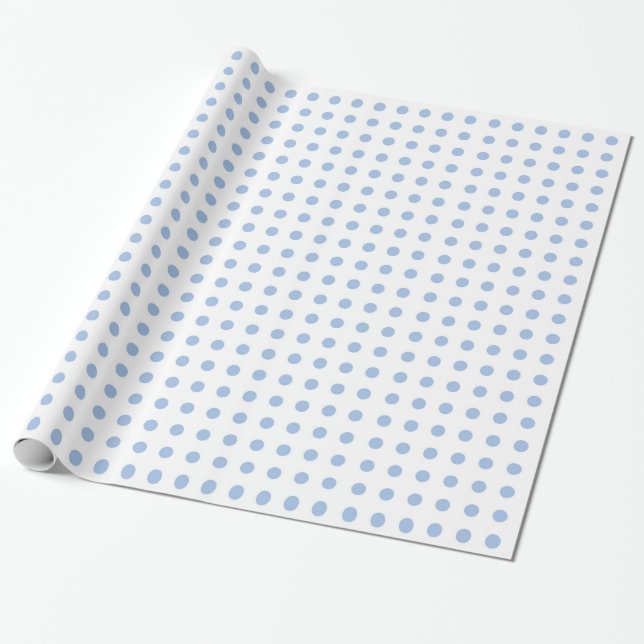 Cadeau Papier d'emballage blanc et bleu-clair de point de (Déroulé)