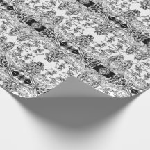 Papier d'emballage blanc macabre squelettique de