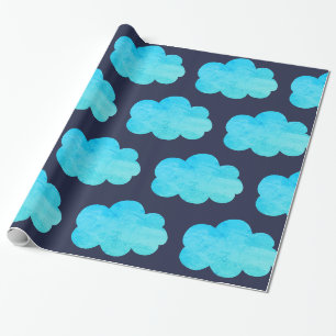 Cadeau Papier d'emballage bleu avec des nuages