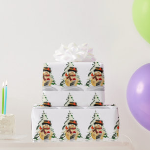Cadeau Papier d'emballage Bonhomme de neige de Noël et An