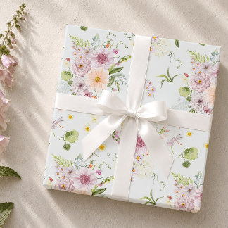 Cadeau Papier d'emballage botanique à fleurs sauvages pas