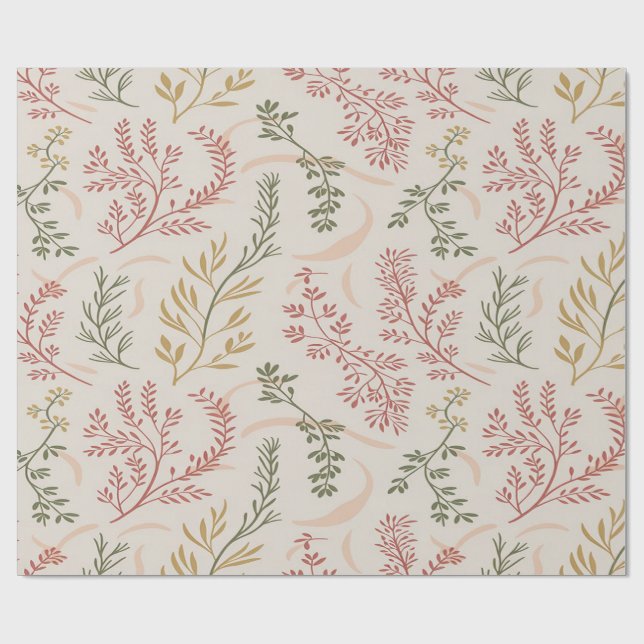 Cadeau Papier d'emballage botanique minimaliste à fleurs  (Plat)