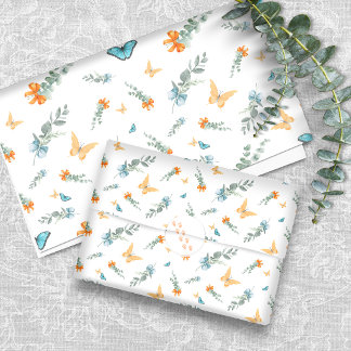 Cadeau Papier d'emballage botanique Safari | Bleu Orange