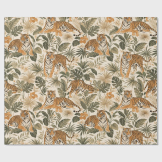 Cadeau Papier d'emballage botanique Tropical Tiger