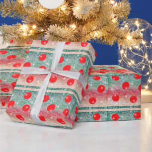 Cadeau Papier d'emballage Boules de Noël Rouges