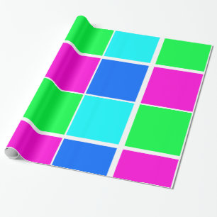 Cadeau Papier d'emballage brillant, bleu vert rose