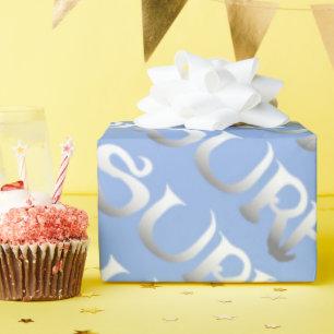 Cadeau papier d'emballage brillant incliné bleu surf