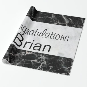 Cadeau Papier d'emballage brillant, marbre noir et blanc