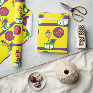 Cadeau Papier d'emballage brillant Poisson d'avril Clown 