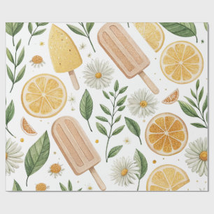 Cadeau Papier d'emballage carré – Motif Citron & Daisy