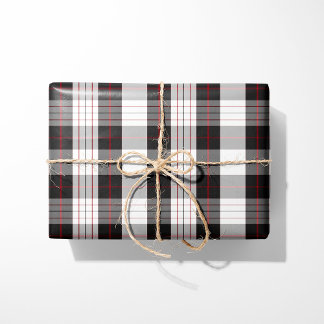 Cadeau Papier d'emballage carreauté noir blanc et rouge m