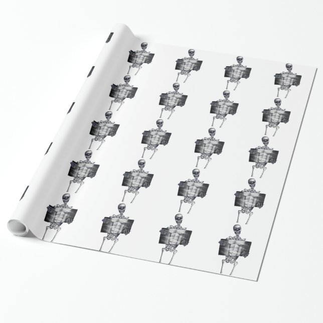 Cadeau Papier d'emballage carrelé blanc squelettique de (Déroulé)