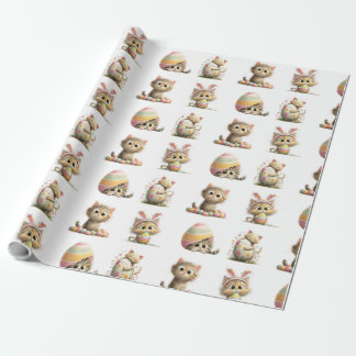Cadeau Papier d'emballage Chat de Pâques Mignon