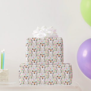 Cadeau Papier d'emballage Chat Gribouillis Blanc