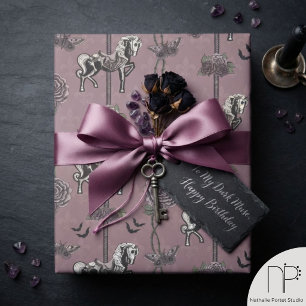 Cadeau Papier d'emballage Cheval de carrousel Mauve Pouss