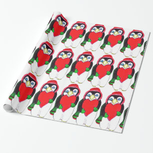 Cadeau Papier d'emballage CHRISTMAS PENGUIN LOVE